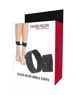 DARKNESS - Erotische Knöchelmanchetten aus schwarzem Nylon