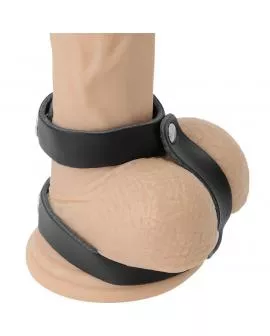 Darkness - Verstellbarer Penis- und Hodenring aus Leder