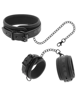 FETISH SUBMISSIVE - Vegan-Leder-Halskette-Handschellen