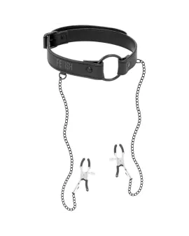 FETISH SUBMISSIVE - KNEBELRING MIT NIPPELKLEMMEN
