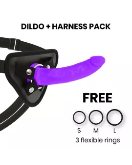 Delta Club - Lila Silikon Harness Dildo 17 cm - Ø 3 cm
