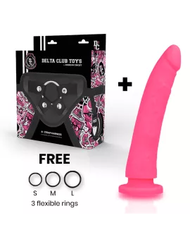 Delta Club Toys Strap-On Gurt + Rosa Silikon Dildo 20 cm - 4 cm