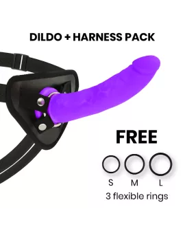 Delta Club - Lila Silikon Harness Dong 20 cm Ø 4 cm