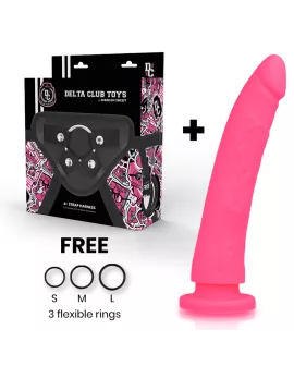 Delta Club - Toys Strap-On Gurt mit Rosa Silikon Dildo 23 cm - 4,5 cm