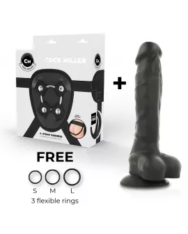 COCK MILLER - HARNESS + SILIKON DICHTE ARTIKULIERBARES COCKSIL SCHWARZ 19,5 CM